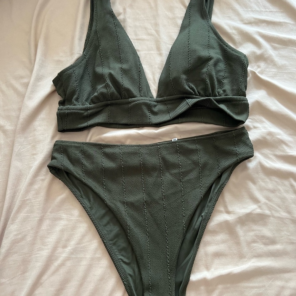 Aerie Olive Textured Bikini Set